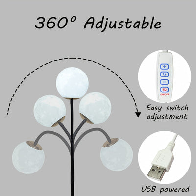 [Lámpara de luna LED con USB] Lámpara de luna LED moderna con brillo ajustable, luz de mesa USB portátil para dormitorio, comedor o fiestas - Decoración lunar ideal para regalos de San Valentín, Navidad y días festivos