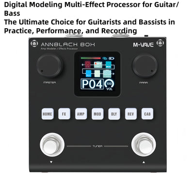 ANNBLACK BOX Procesador de Pedales para Guitarra y Bajo - 80 Preestablecidos + 6 Módulos Personalizables, Grabación Inalámbrica/OTG, Tiempo de Ejecución de 10H, 20 IR Cab SIM, Alimentado por USB/Batería, Equipo de Estudio de Grabación, Unidad de Efectos