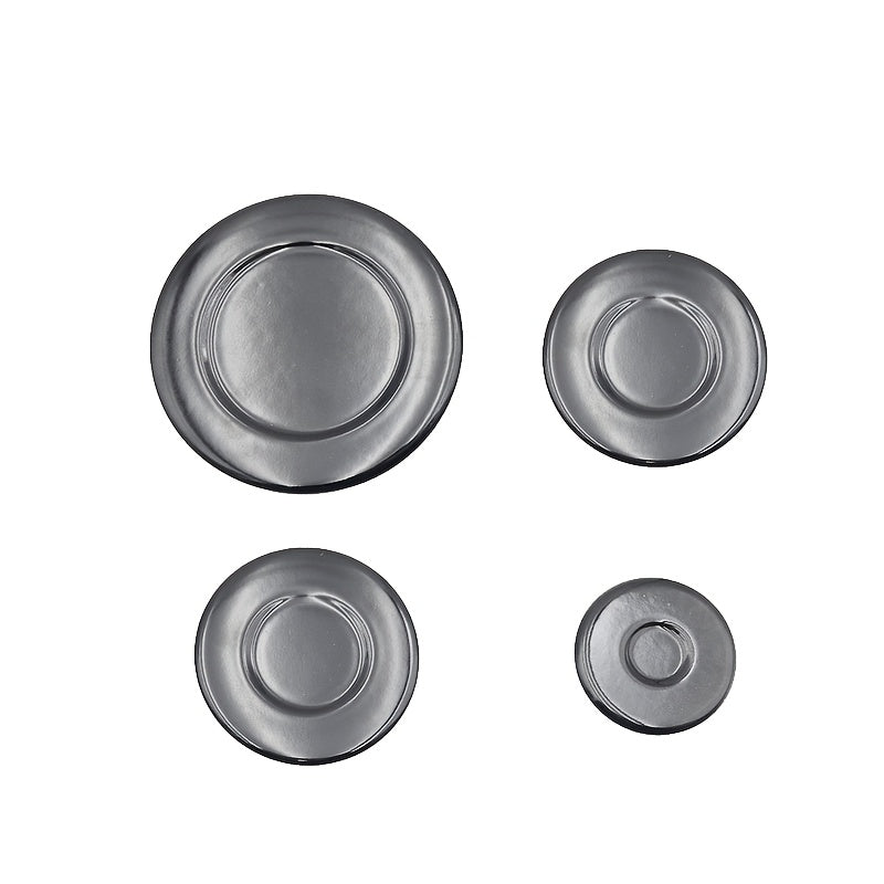 Juego de 4 Tapas para Quemador de Estufa de Gas Sabauf, Accesorios de Tapa de Hierro para Estufas de Carbón y Gas con Superficie Cóncava Brillante Cubierta de Fuego del Horno 10+7.5+7.5+5.5cm