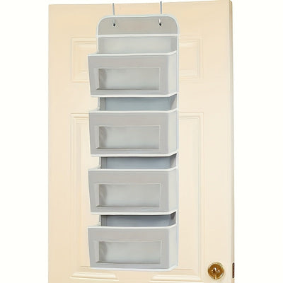Organizador de almacenamiento colgante sobre la puerta con 4 bolsillos grandes - Unidad de estantería de tela elegante para dormitorio, baño, despensa y organización del hogar, almacenamiento de puerta, estanterías colgantes