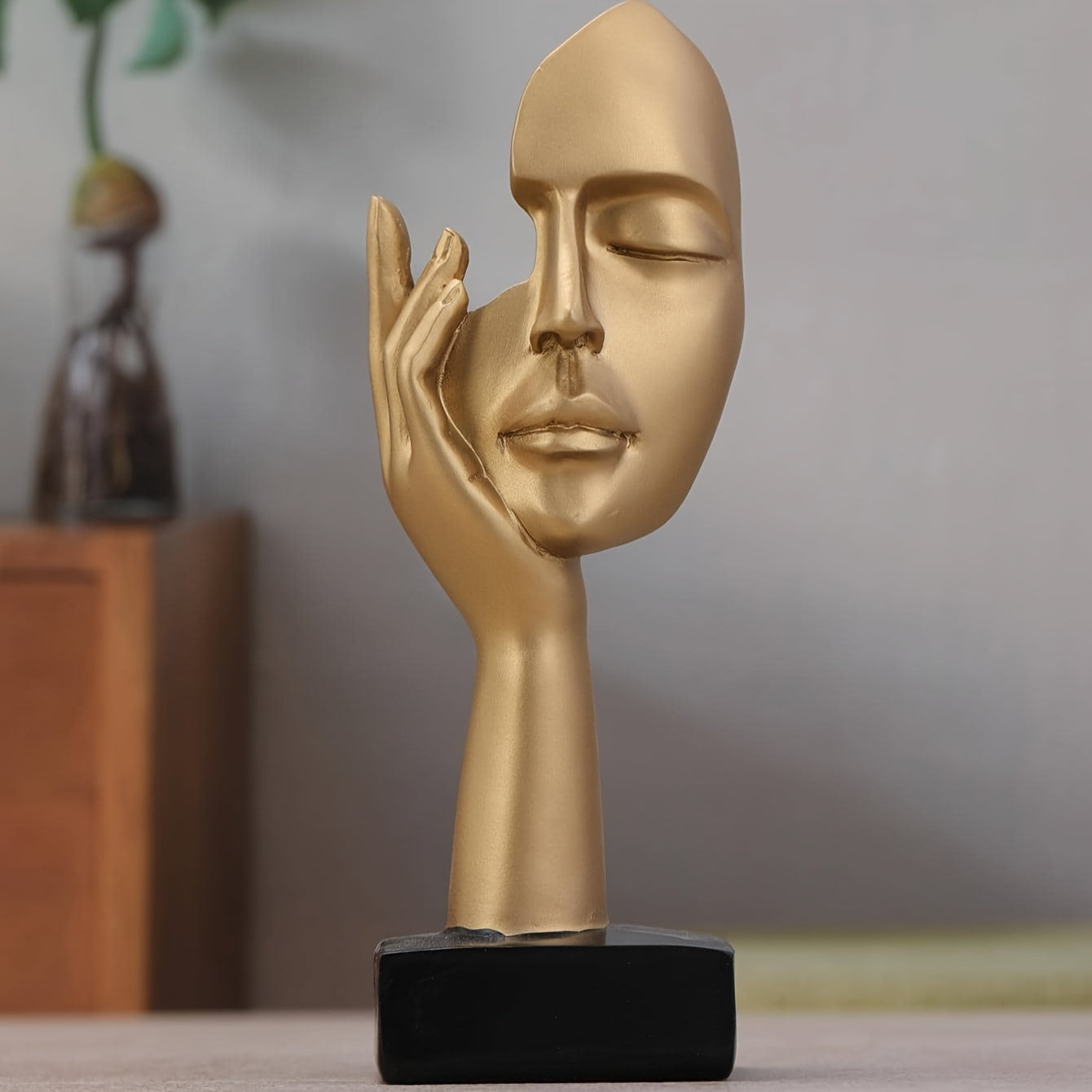 Escultura de resina abstracta para rostro, 1 pieza - Decoración versátil para interiores y exteriores