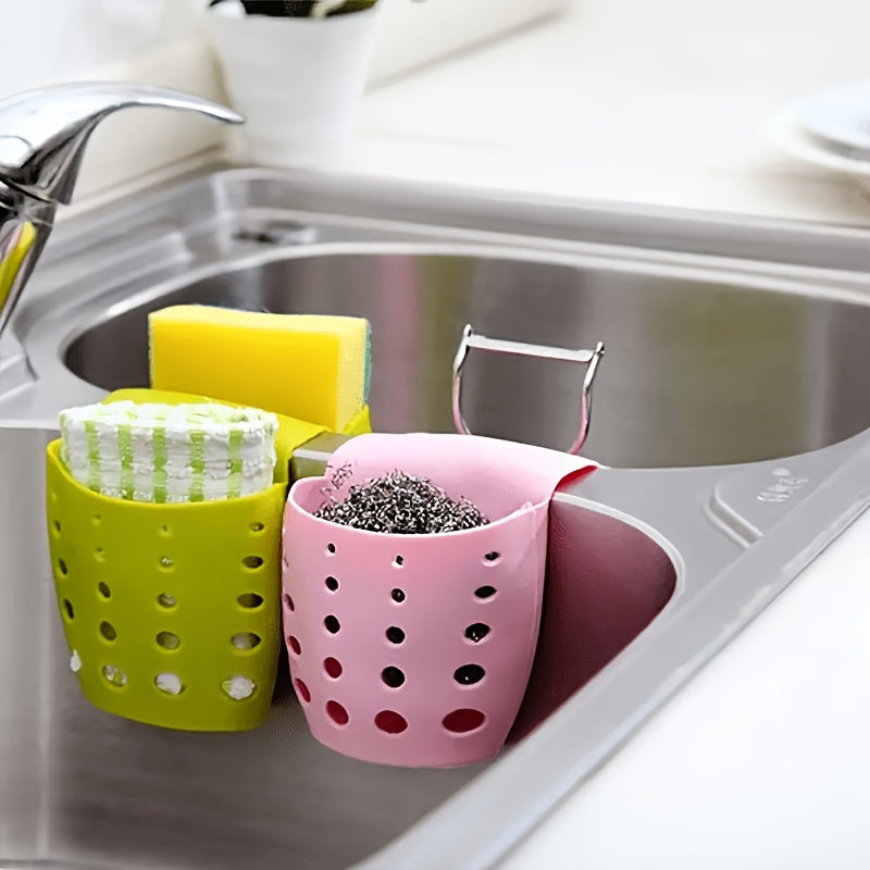 Soporte de Silicona para Esponja y Cesta de Desagüe - Correa Ajustable, Múltiples Compartimentos para Esponjas, Cepillos, Toallas y Utensilios, Organizador de Cocina Colorido para Almacenamiento en Fregadero, Soporte para Utensilios | Organizador Estilo