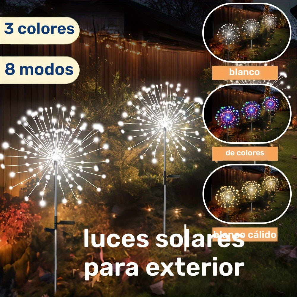 Lámparas solares LED XinXiaoWu con diseño de diente de león, 8 modos: blanco cálido, blanco frío y multicolor, para decoración de jardín, patio y caminos exteriores, luces festivas para jardín, iluminación ambiental, energía solar eficiente, mejores luce