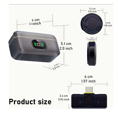 Microfono sin varillas para iPhone/Android, con clip magnético y estuche de carga, reducción fuerte de ruido 8H, adaptador USB C/RX + Lightning, alcance de 30.48 metros, ideal para grabacións de video e entrevistas