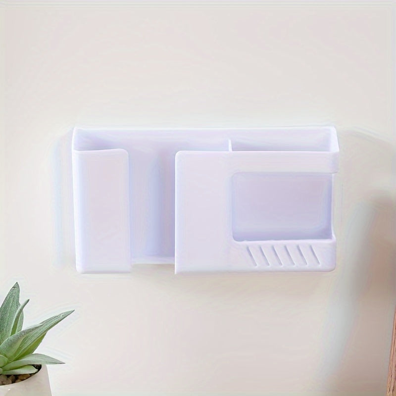 1pc Organizador de Portacontroles Remotos Montado en la Pared - Estante de Almacenamiento de Plástico Duradero con Múltiples Compartimentos y Fácil Instalación, Diseño Ahorrador de Espacio para Sala de Estar, Dormitorio, Oficina en Casa - Colores Vibrant