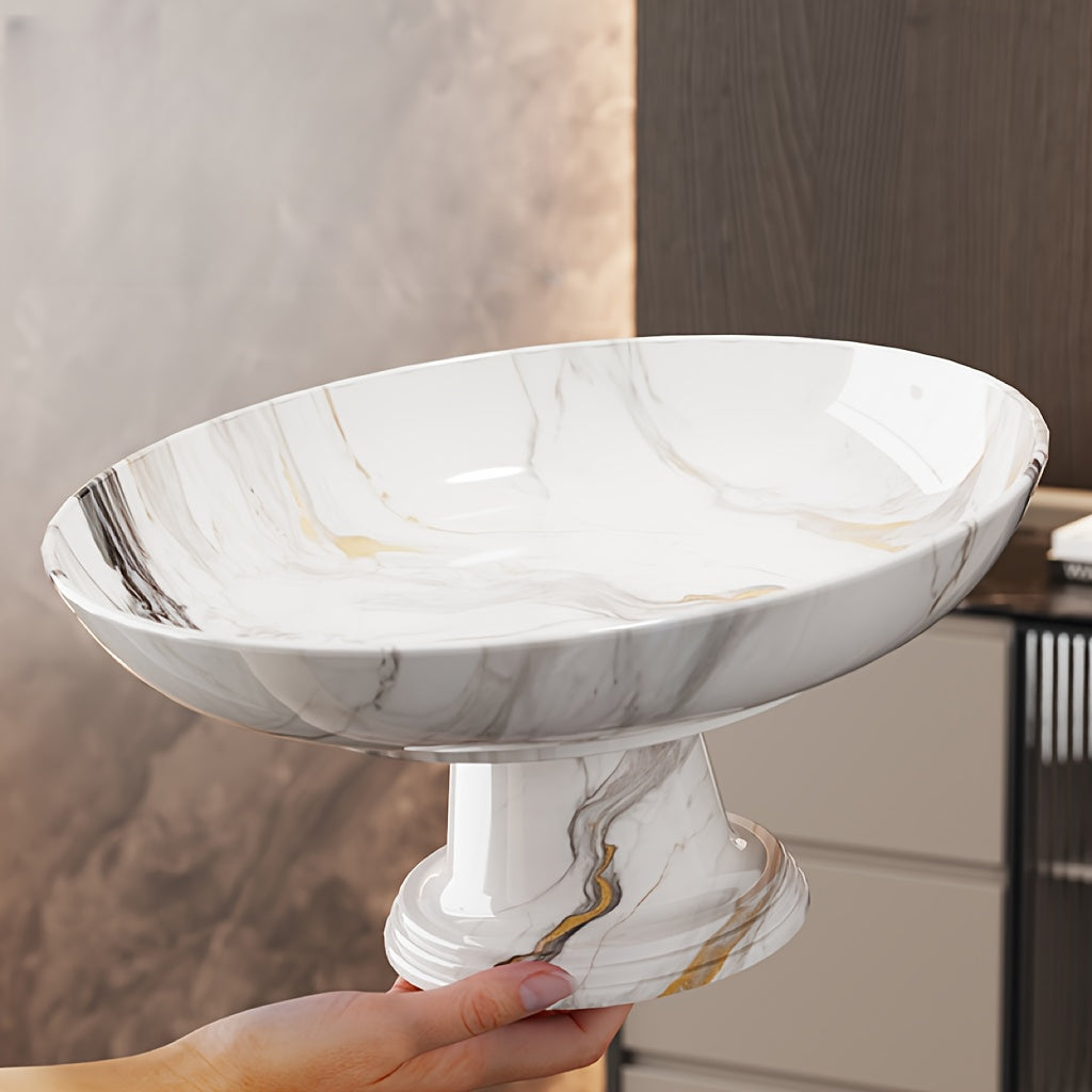 Bandeja Elegante de Mármol - Veinado Blanco y Dorado, Diseño con Patas Elevadas Estables, Bandeja de Plástico PP Duradera para Hogar, Bodas, Fiestas, Decoración de Mesa - Organizador Central Decorativo, Accesorio para Mesas, Antideslizante