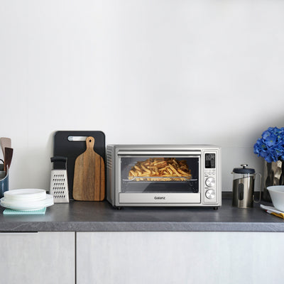 Combinación de Freidora de Aire Galanz, Tostadora y Horno Digital, Combo de Asador Digital 5-en-1, Horno de Convección de Encimera, Tostadora de 6 Rebanadas con Deshidratador de Pizza, Sin Aceite, 4 Accesorios Incluidos, 1800W, 26 Quart, Acero Inoxidable