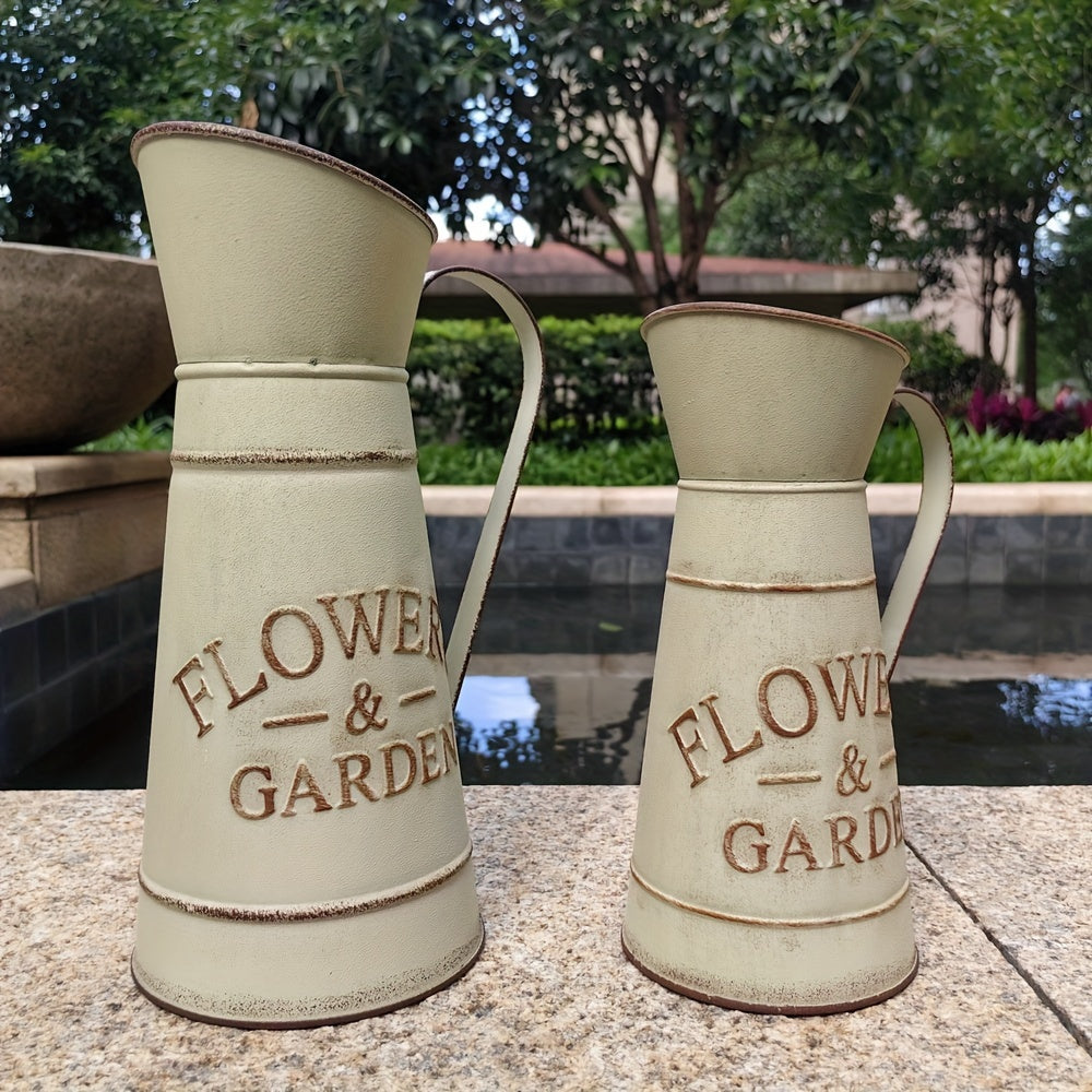 Jarrón de Hierro al Estilo Vintage con Diseño en Relieve - Ideal para Flores Secas, Decoración del Hogar y Jardín