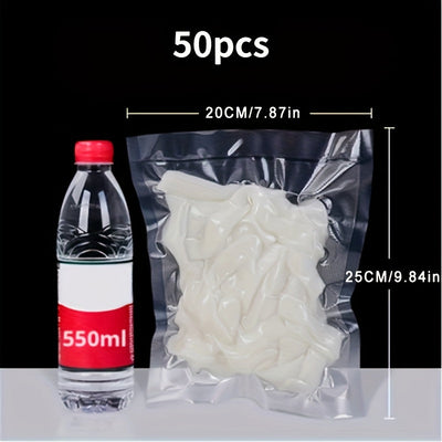 50 Bolsas Adhesivas Transparentes para Vacío, Bolsas de Embalaje para Selladores de Vacío, Bolsas de Almacenamiento para Selladores de Vacío, Herramientas de Cocina para Conservación de Alimentos Frescos, Accesorios para Suministros de Cocina, Tamaños Gr