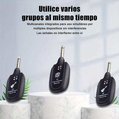 Sistema inalámbrico para guitarra/bajo: transmisor y receptor para guitarra eléctrica, pastillas acústicas e instrumentos de viento, y pastillas para bajo eléctrico | Transmisión de audio Hi-Fi para múltiples dispositivos