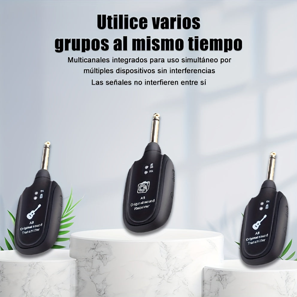 Sistema inalámbrico para guitarra/bajo: transmisor y receptor para guitarra eléctrica, pastillas acústicas e instrumentos de viento, y pastillas para bajo eléctrico | Transmisión de audio Hi-Fi para múltiples dispositivos