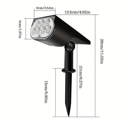 2pcs Luces Solares de Árbol con 7 LEDs - Fácil Instalación, Iluminación de Foco y Paisaje para Jardín, Patio, Balcón, Césped, Carretera, Parque Infantil - Opciones de Color Cálido/Blanco/RGB
