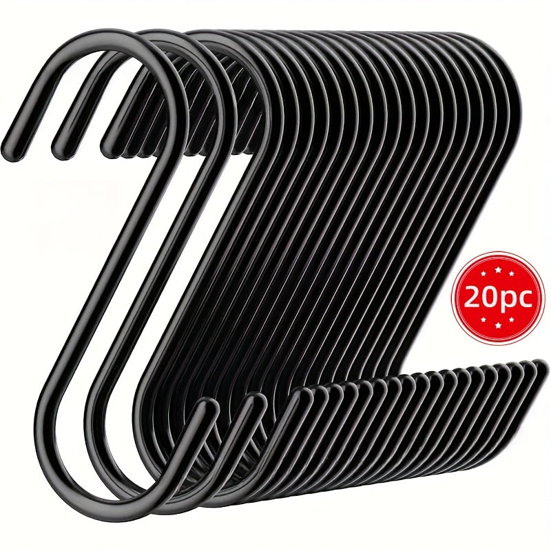 20 ganchos tipo S resistentes - Fáciles de instalar, antideslizantes, solución duradera para colgar en pared, prácticos para plantas, ropa, jardín y cocina - Estilo moderno, resistentes al óxido, ahorradores de espacio, organizador de accesorios