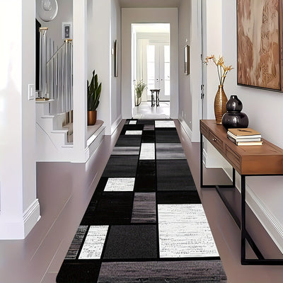 1 alfombra minimalista con diseño geométrico antideslizante para entrada, pasillo, estudio o balcón