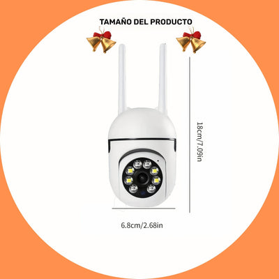 Cámara de vigilancia WIFI 1080P con rotación de 355 grados, visión nocturna remota, uso en interiores/exteriores - Control de aplicación móvil, inalámbrica, tarjeta TF/almacenamiento en la nube (tarifa adicional), cámara de seguridad inteligente para el