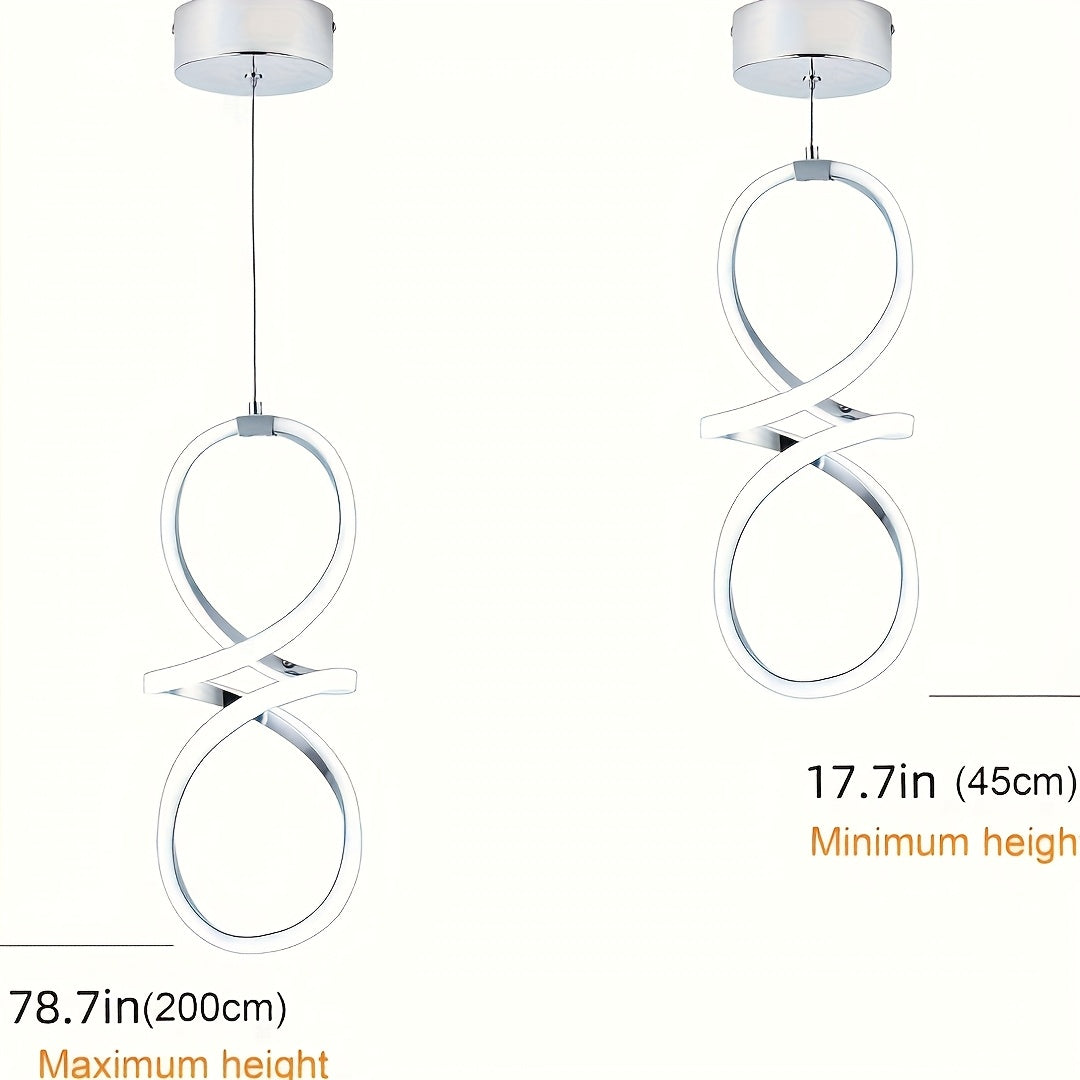 Lámpara colgante LED moderna, adecuada para islas de cocina, juego de 1 pieza, lámpara colgante cromada, altura ajustable, luz colgante semienterrada ahorradora de energía, con control por botón, pantalla de lámpara cercana al techo no removible de alumi