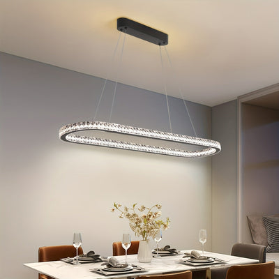 Linterna Colgante para Comedor, Luz de Mesa con LED, Lámpara Suspendida para Sala de Estar y Cocina, Diseño Ovalado Moderno, Araña para Oficina o Café
