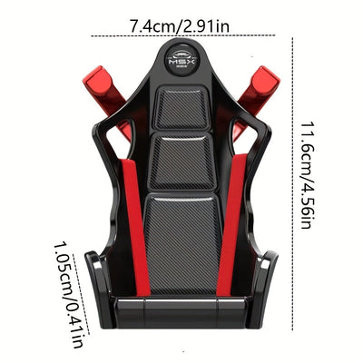 Soporte de teléfono para ventilador de coche giratorio - Estilo de silla de barril de carreras, montaje en tablero de instrumentos, rotación de 360°, acentos negros y rojos, ideal para decoración interior de automóviles y regalo de cumpleaños, decoración