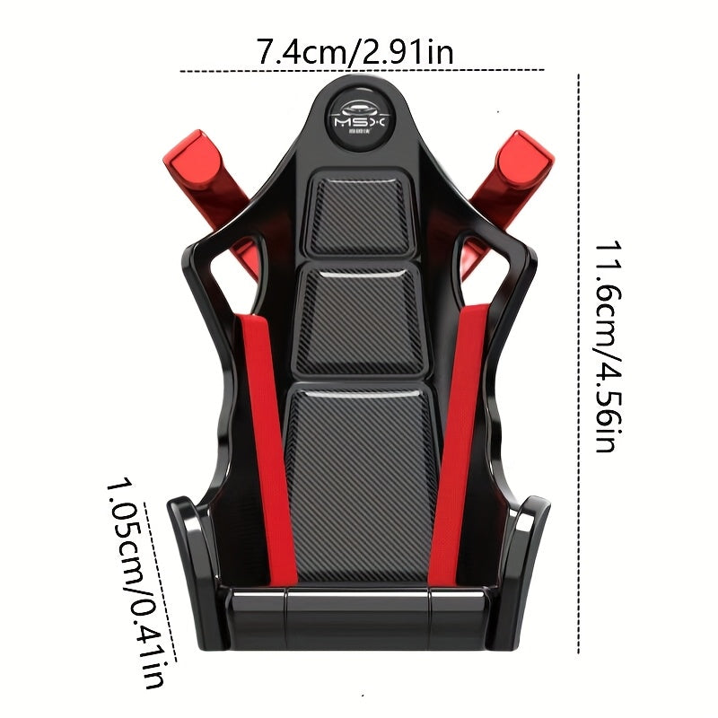 Soporte de teléfono para ventilador de coche giratorio - Estilo de silla de barril de carreras, montaje en tablero de instrumentos, rotación de 360°, acentos negros y rojos, ideal para decoración interior de automóviles y regalo de cumpleaños, decoración