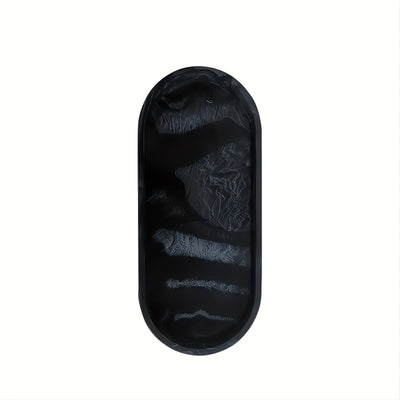 Bandeja de tocador elegante negra de silicón, organizador multifuncional para baño, ideal para exhibir artículos de aseo, perfumes y joyería, con diseños artísticos, accesorio para lavabo, construcción en silicón, decoración y accesorios para baño, bande
