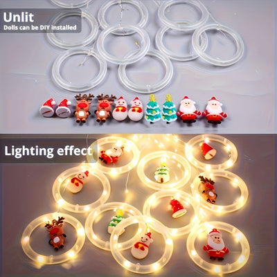 Luces de Cortina LED LiHangStar con Adornos de Santa, Muñeco de Nieve y Alce - Control Remoto por USB, Regulables en 8 Modos, Luces Estelares Amarillas Cálidas para Dormitorio Navideño, Fiesta, Boda, Cobertura de 15m²