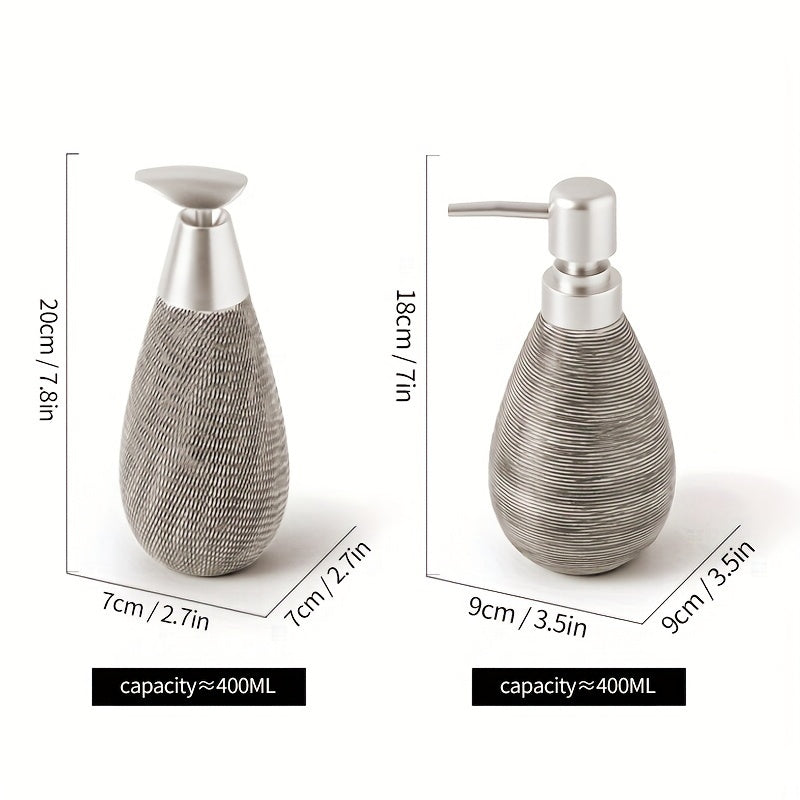 Juego de Dispensadores de Jabón de Cerámica de Estilo Vintage - 400Ml Gran Capacidad, a Prueba de Fugas, Recargable y Portátil para Viajes Fáciles y Organización de Baño - Perfecto para Jabón, Champú y Loción