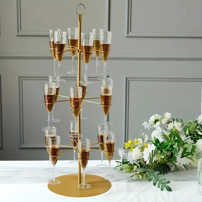 Elegante Estante de Almacenamiento, Portavinos Multiusos de Hierro Recubierto de Polvo - Elegante Estante de Almacenamiento de Metal para Decoración del Hogar y Bodas