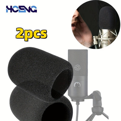 2 piezas de filtro de pop para micrófono - Cubierta de pantalla de viento de espuma para micrófono AT2020 ATR2500 AT2035 para grabación de video y podcast.
