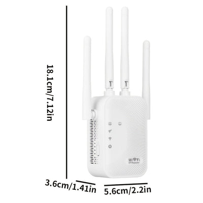 Momotor Extensor WIFI, Amplificador de Señal WIFI 2.4GHz Alta Velocidad sin varillas, Potente con 4 Antenas, Alta Penetración, Modo Seguro WPS, Ruta Extendida Dual - Ideal para Hogar, Cafeterías y Oficinas