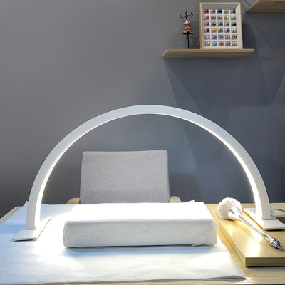 Linterna de Mesa en Forma de Media Luna, Luz LED para Extensiones de Pestañas con 3 Temperaturas y Regulador de Intensidad, Iluminación Multifuncional para Manicura, Tatuajes, Lectura y Manualidades