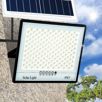 Lámpara LED solar, 1 unidad - Ultrabrillante, luz para interior/exterior con control remoto, pantalla de plástico y vidrio resistente, ideal para iluminación de hogar, patio o jardín, luces solares para exteriores, diseño moderno, acabado pulido