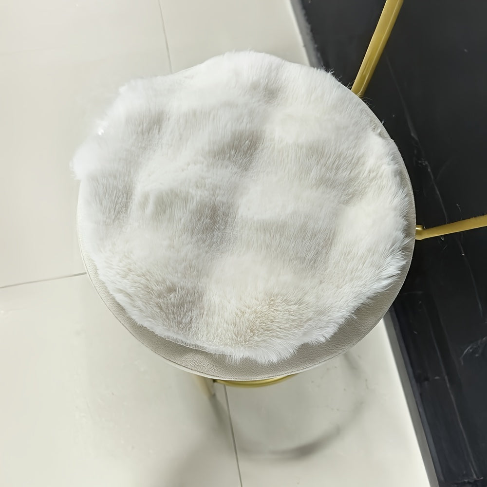 1pc, Alfombra redonda de felpa, tela simple, sólida, suave, cómoda, fácil de limpiar, peluda, cálida, linda, decoración de interiores, adecuada para cojines de sillas, habitación, dormitorio, uso en interiores, poliéster, solo limpieza en seco, sin númer