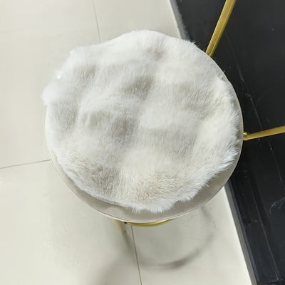 1pc, Alfombra redonda de felpa, tela simple, sólida, suave, cómoda, fácil de limpiar, peluda, cálida, linda, decoración de interiores, adecuada para cojines de sillas, habitación, dormitorio, uso en interiores, poliéster, solo limpieza en seco, sin númer
