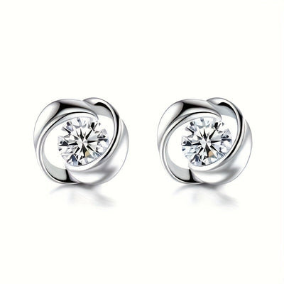 [Elegancia Diaria] Pendientes de Botón Elegantes con Corazón de Amor Giratorio para Mujeres - Estilo Vintage Chic con Centro de Pedrería Brillante, Joyería de Moda de Aleación para Uso Diario, Pendientes Bonitos