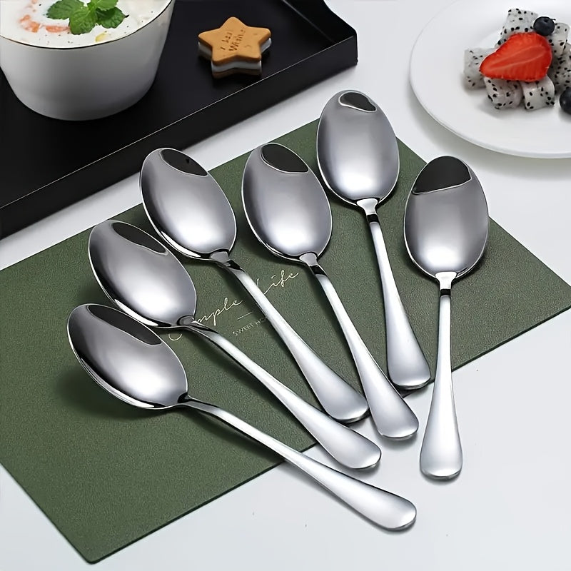 Juego de 16 Cucharas de Acero Inoxidable Plateado, Cuchara para Sopa, Cuchara Ralladora y Mezcladora - Adecuadas para Sopas, Café y Postres - Lavavajillas Seguro - Utensilios Esenciales para Hogar y Restaurante