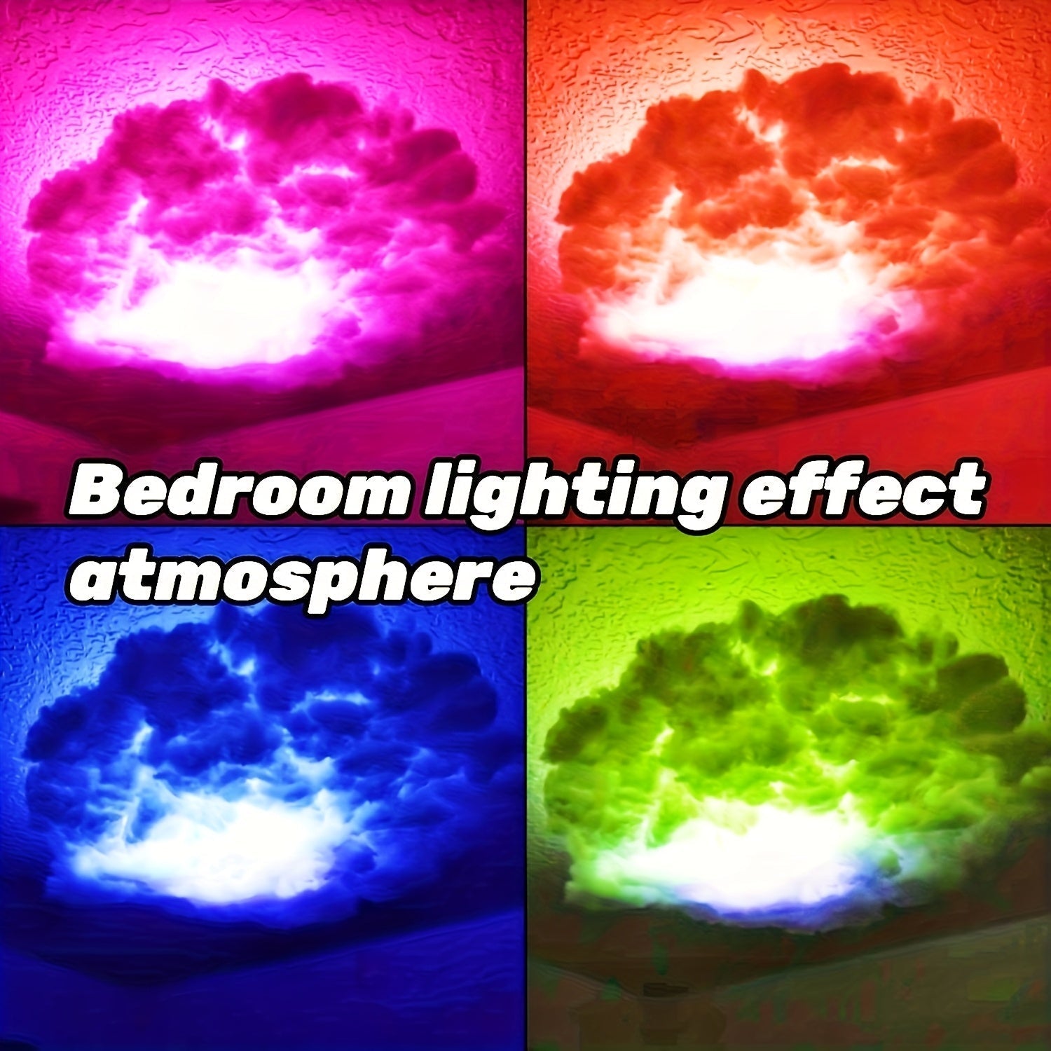 Luz LED 3D en forma de nube de 92.96 cm con ritmo musical, luces de cadena multicolor con control por botón, alimentación por USB, decoración para habitación de juegos y dormitorio, iluminación cercana, producto navideño, decoración vibrante para habitac