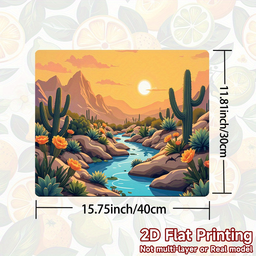 1pc Tapete para Estufa Amanecer en el Desierto - Protector Antideslizante con Diseño de Cactus, Rocas y Arroyo - Resistente al Calor para Cocinas a Gas/Eléctricas, Horno, Refrigerador - Fácil de Limpiar, Decorativo para Encimeras Modernas y Decoración de
