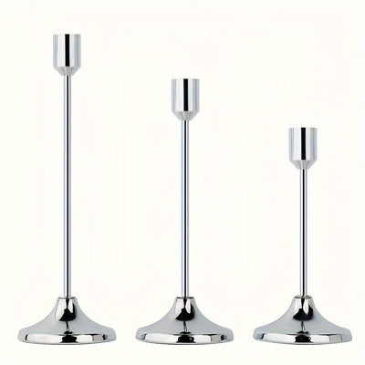 3 piezas de elegantes candelabros de metal, acabado dorado y oro rosa, decoración multiocasión para mesa festiva - Perfecto para Navidad, Halloween, Pascua, Hanukkah, Acción de Gracias, bodas, banquetes, fiestas, decoración del hogar y hoteles, duradero,