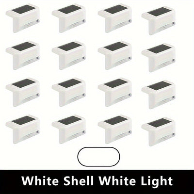 16 luces solares para exteriores - Luces LED solares para escaleras, barandales, patios y caminos, con batería de níquel, control de cadena, eficiencia energética, iluminación exterior moderna y duradera