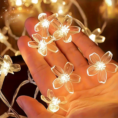 Luces de hada de flor de cerezo, 1 cadena, operadas por batería, flor de LED amarilla, eficientes en energía, de plástico, para hogar jardín, boda, vacaciones, Navidad, fiesta, decoración de campamento al aire libre, control de interruptor, sin mando a d