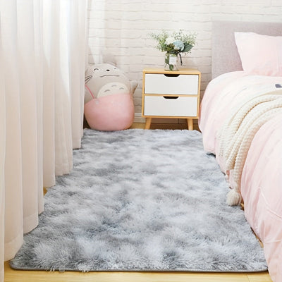 1 alfombra peluda para habitación, suave y mullida, con base antideslizante, color gris claro, ideal para dormitorio o sala de estar
