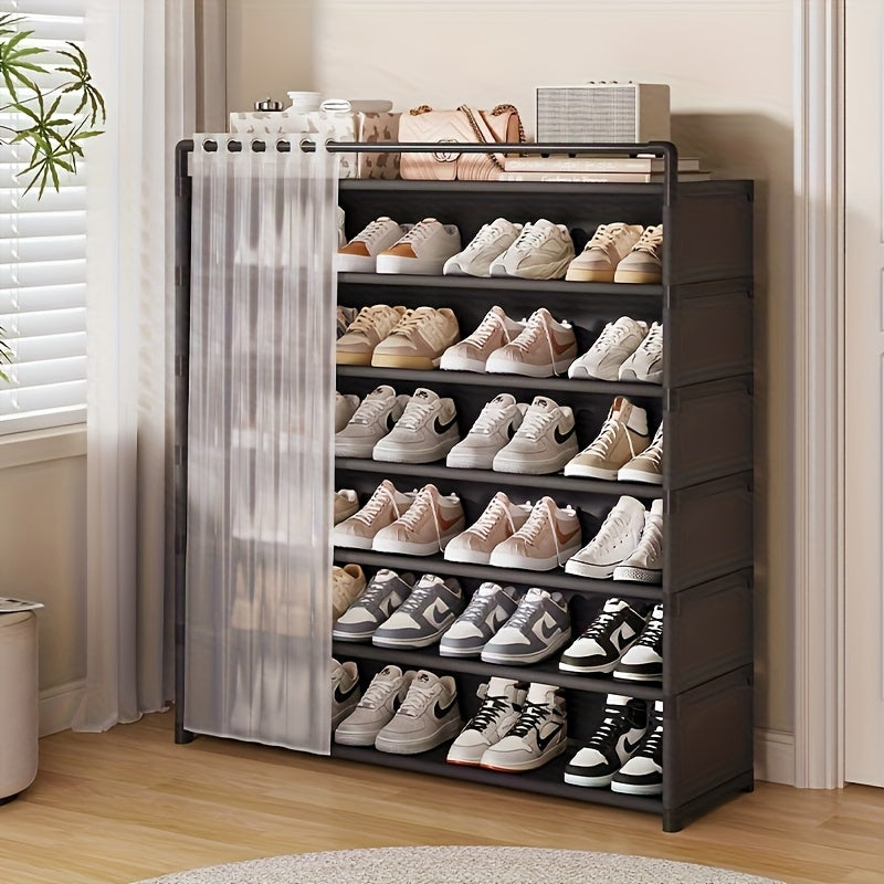 1 Juego - Gabinete de exhibición de zapatos transparente y a prueba de polvo, plegable con base antideslizante, fácil de limpiar, adecuado para almacenar zapatos, estante de almacenamiento de varias capas, de pie, con gran capacidad.