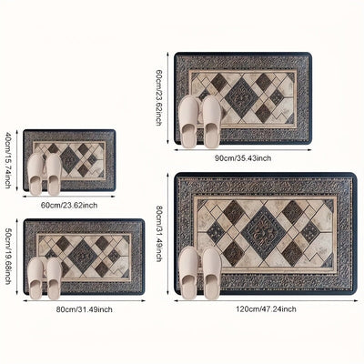 Tapete de bienvenida con diseño geométrico de lujo, grueso y duradero, de poliéster para interior/exterior, antideslizante y fácil de limpiar, decoración para el hogar