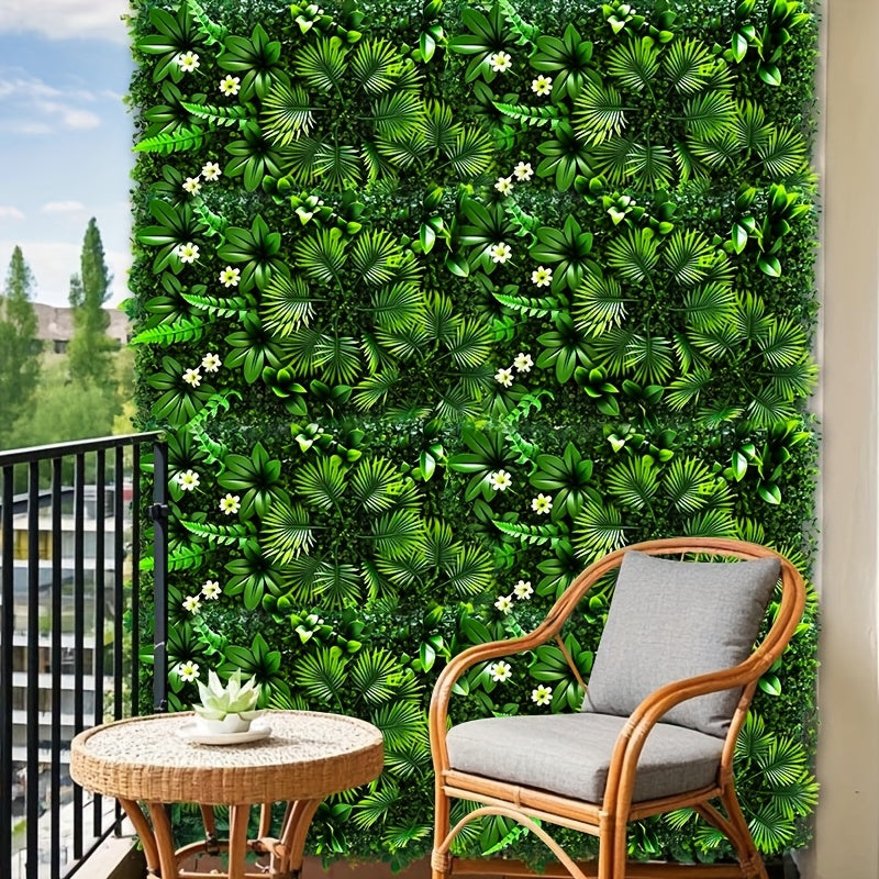 1 pieza de pared de planta verde realista - Pantalla de privacidad bloqueadora de UV, hojas frondosas, no requiere mantenimiento, decoración interior/exterior - Adecuada para patio, boda, sala de estar, oficina - Instalación fácil, no se necesita cablead