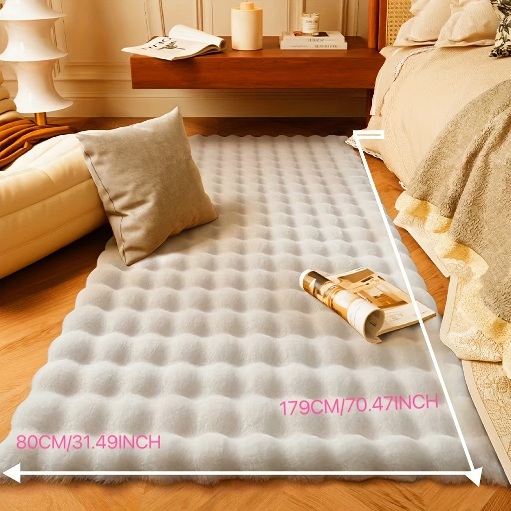 Alfombra rectangular nórdica minimalista de felpa suave y delicada, imitación piel de conejo, ideal para decorar la sala, sofá, habitación o espacio de yoga