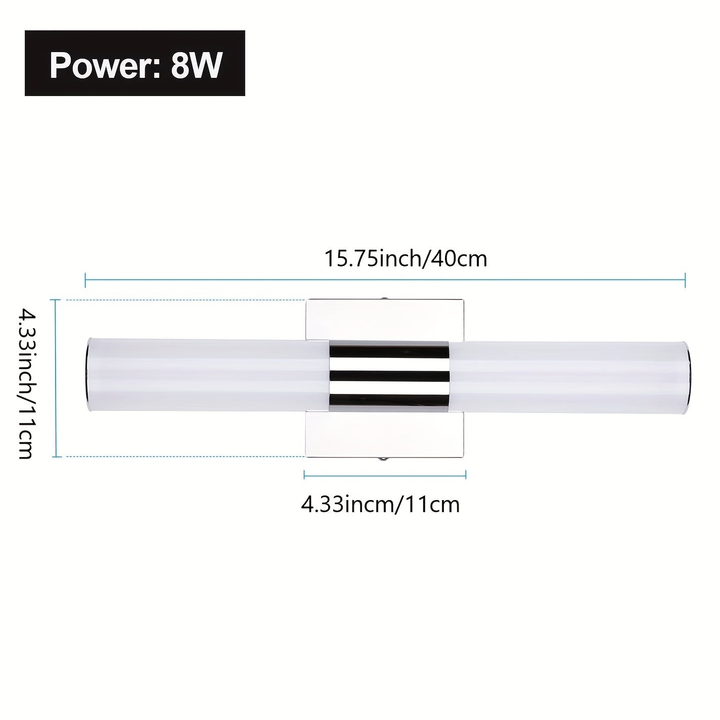 Luces LED para tocador, modernas lámparas de baño de acero inoxidable sobre espejo como iluminación de maquillaje, apliques de pared para baño (8W 15.75 pulgadas)