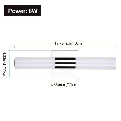 Luces LED para tocador, modernas lámparas de baño de acero inoxidable sobre espejo como iluminación de maquillaje, apliques de pared para baño (8W 15.75 pulgadas)