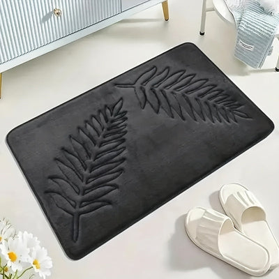 Juego de alfombras antideslizantes de hojas, diseño de hojas de franela grabadas, nueva alfombra de baño de franela, juego de alfombras de aseo de dos piezas, alfombra, alfombra de suelo de baño, alfombra de lado de bañera, alfombra de suelo de inodoro,