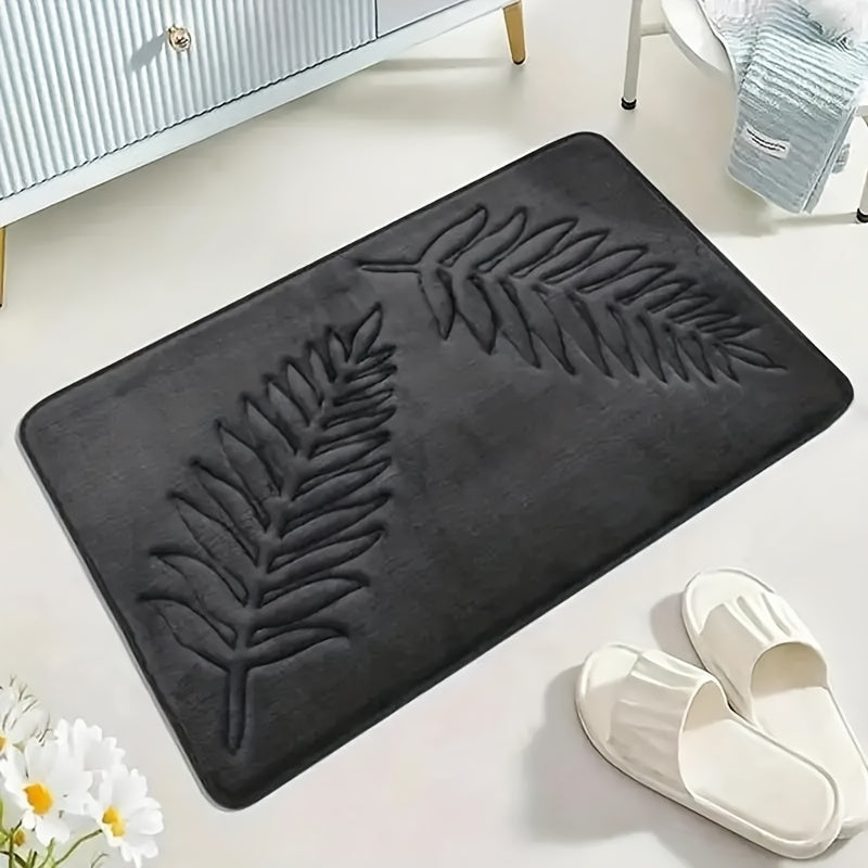 Juego de alfombras antideslizantes de hojas, diseño de hojas de franela grabadas, nueva alfombra de baño de franela, juego de alfombras de aseo de dos piezas, alfombra, alfombra de suelo de baño, alfombra de lado de bañera, alfombra de suelo de inodoro,
