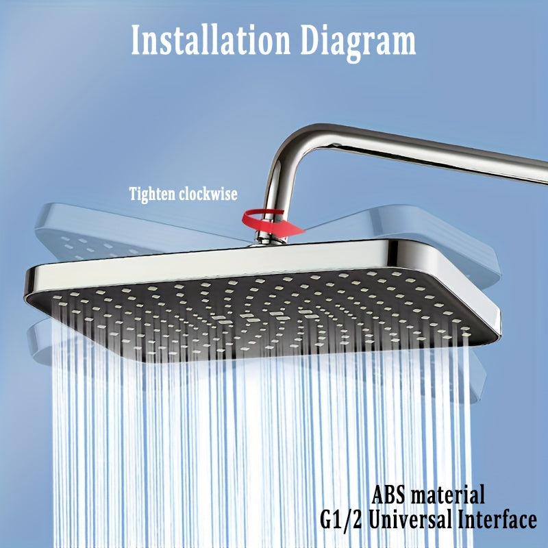 1 ud Cabezal de Ducha de Lluvia de Alta Presión de Lujo ABS - Accesorios de Baño - Ángulos Ajustables, Boquillas de Silicona Anticolmatación, Ahorro de Agua, Formas Rectangular y Circular, Fácil de Limpiar, Duradero y Experiencia de Ducha Cómoda